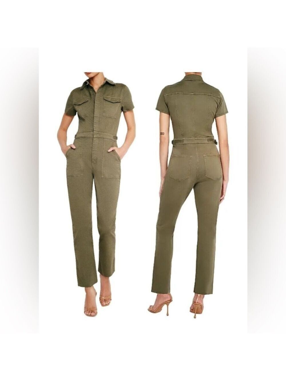 Good American Khaki Utility Jumpsuit